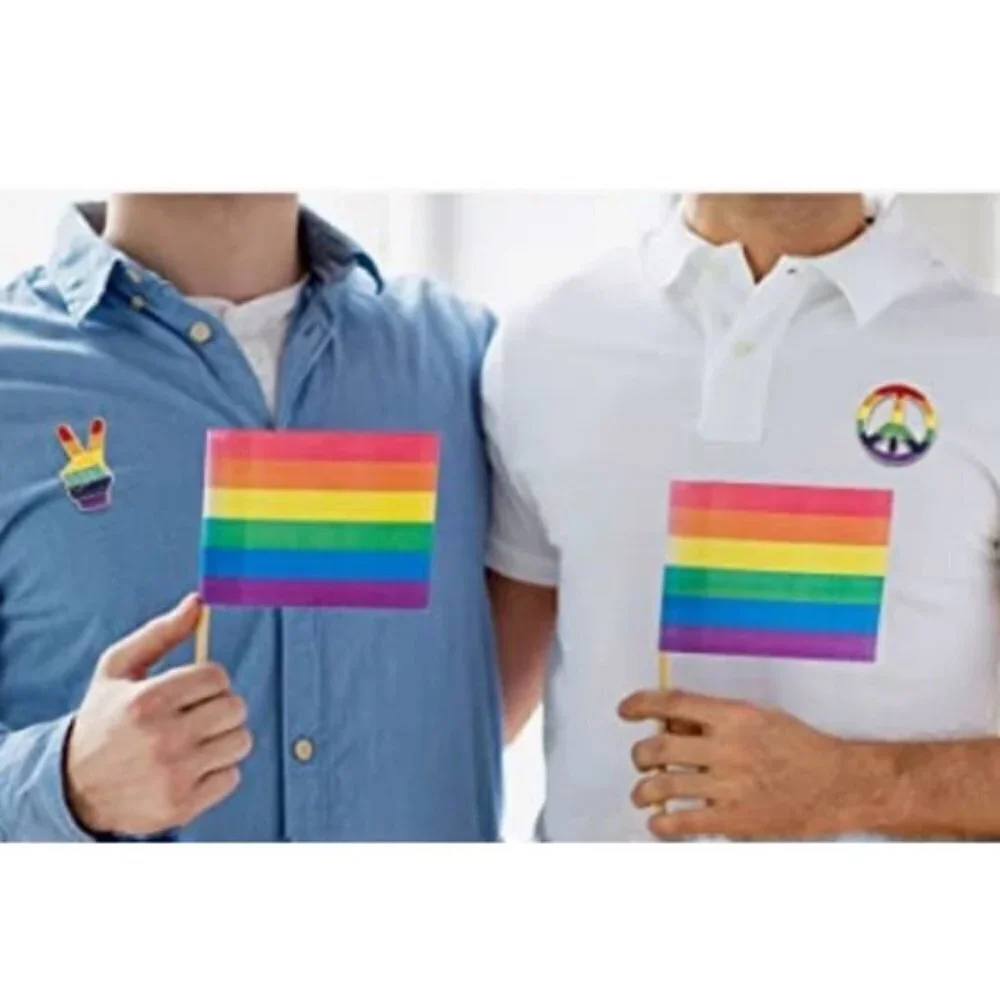 Rainbow Pin Enamel Brooches Heart and Flag LGBTQ Bright Festival Colors 2 Pieces